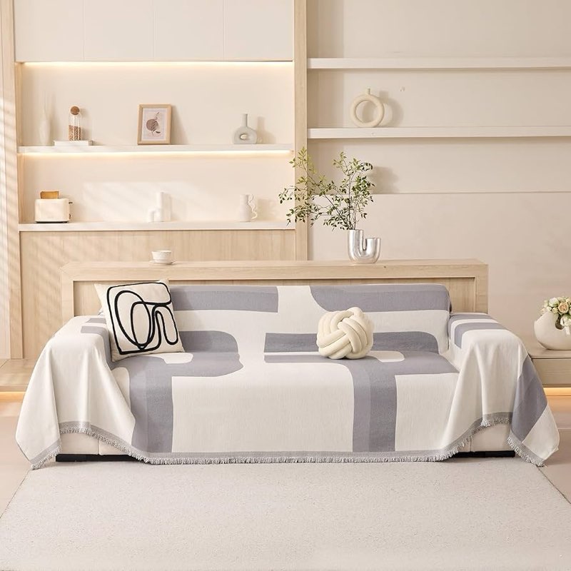 MEETSKY Grey Couch Cover for Dogs Cats,Sofa Covers Washable Furniture Protectors for Pets Universal 