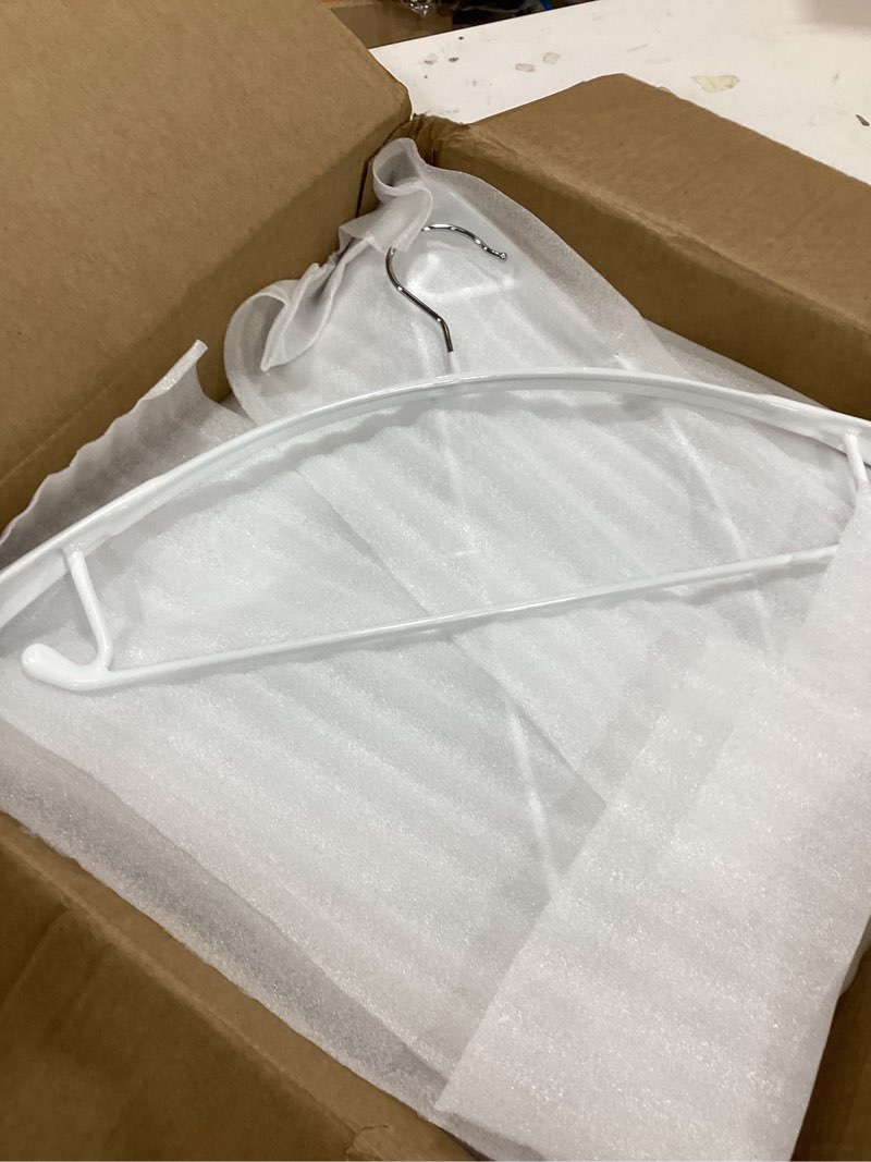 Condition photo showing Good Condition for nature smile non slip pvc coating sweater hangers,dress suit coat hangers,wide shoulder bump free golf t shirts clothes hangers white wide shoulders