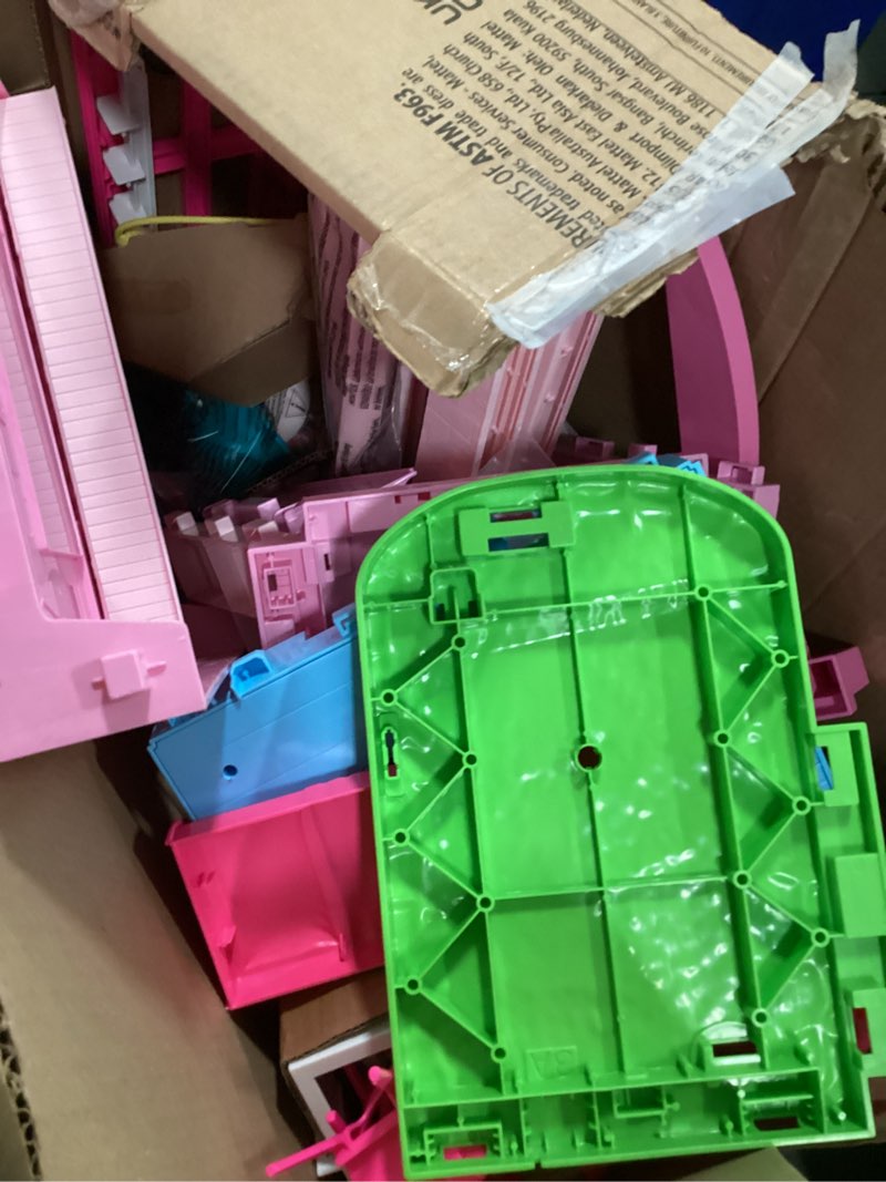 Condition photo showing As Is for Barbie Dreamhouse, Pool Party Doll House with 75+ Pieces and 3-Story Slide, House Playset, Pet Elevator and Puppy Play Areas