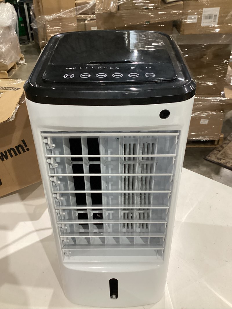 Condition photo showing As Is for evaporative air cooler, balko 3-in-1 windowless portable air conditioner, 4 modes & 3 speeds personal swamp cooler w/humidifier, 12h timer & remote, 65° oscillating evaporative cooler for room home