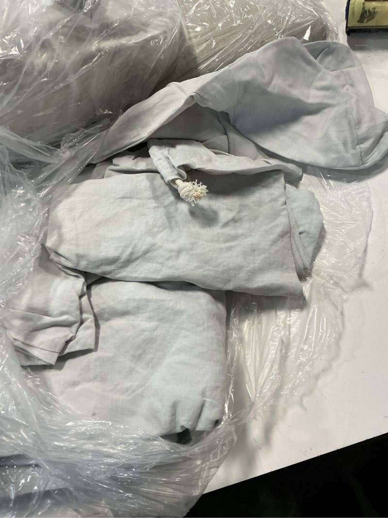 Condition photo showing As Is for european linen duvet cover set, king/cal king, light grey