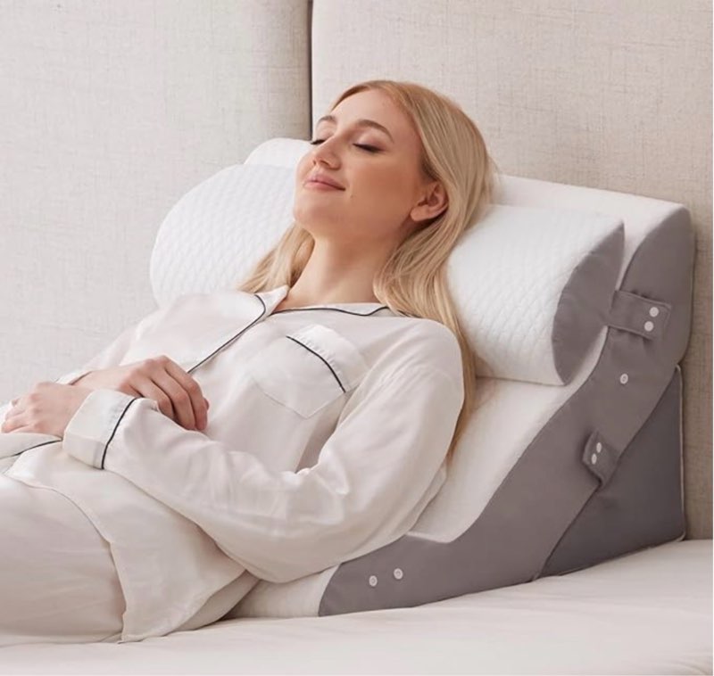 ruqmuis wedge pillow set for after surgery, bed wedge pillow, white | 3pcs adjustable back pillow for sitting up