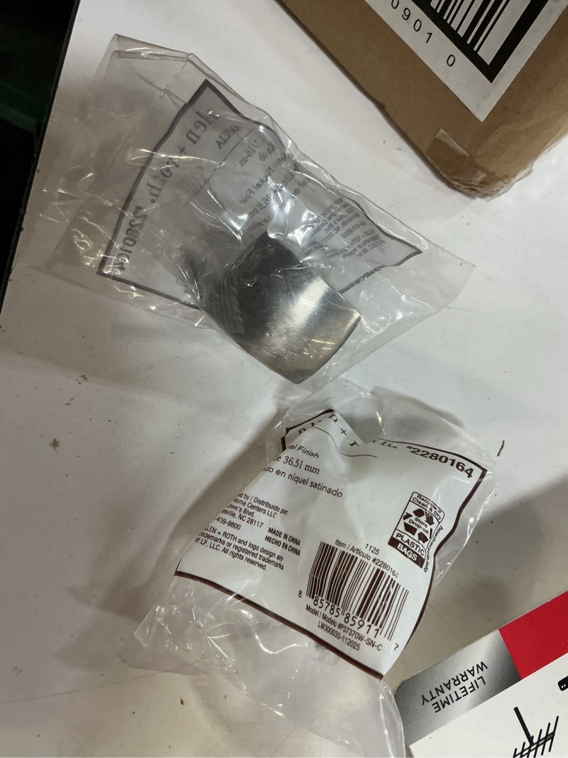 Condition photo showing Good Condition for allen + roth amelia 1-7/16-in satin nickel rectangular cabinet knob(pack 62)
