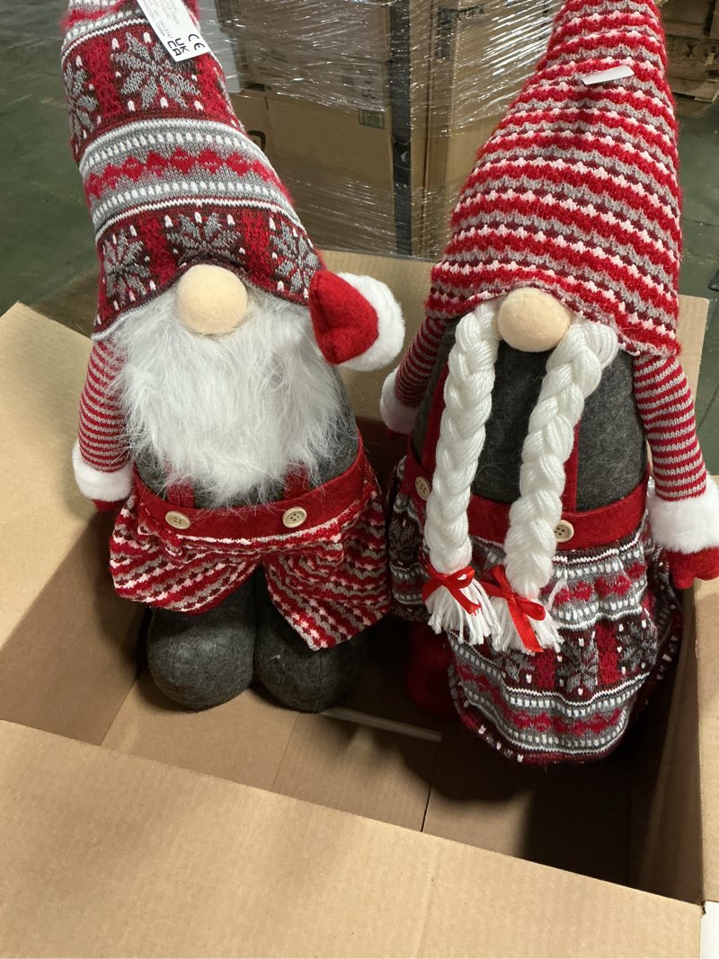 Condition photo showing Good Condition for 2PCS 12 Inch Christmas Gnomes Decorations, Handmade Plush Xmas Gnomes with Gift, Elf Scandinavian Tomte Gnome Figurines for Xmas Decor Gift - Christmas Party Home Decorations 12INCH- Gift (similar). 