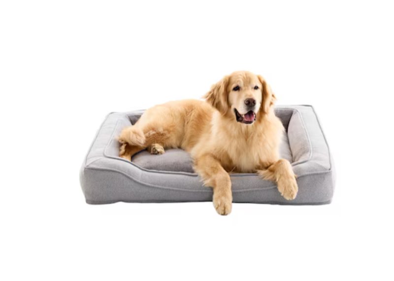 heart & herd rectangular twill gray polyester bolster dog bed ( large )