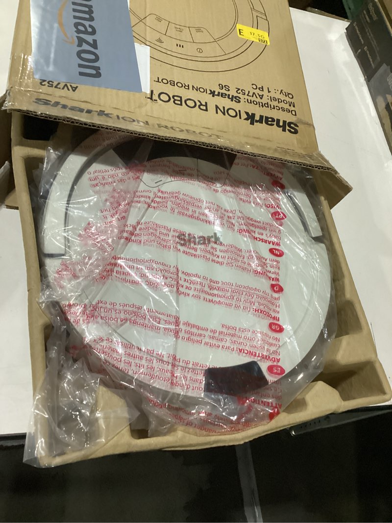 Condition photo showing New/Like New for Not tested!!! Shark AV752 ION Robot Vacuum, Tri-Brush System, Wifi Connected, 120 Min Runtime, Works with Alexa, Multi Surface Cleaning, White ION Robot (White)