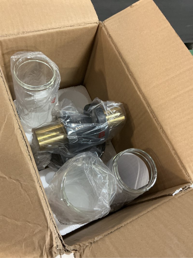 Condition photo showing Good Condition for Wall Sconces Set of Two, 22" Black and Gold Bathroom Sconces with Clear Glass, Hardwired Modern Sconces Wall Decor Set of 2 Wall Light fixtures for Bathroom Mirror Living Room Hallway Bedroom Black and Gold (Hardwired) 22inch - 2PC