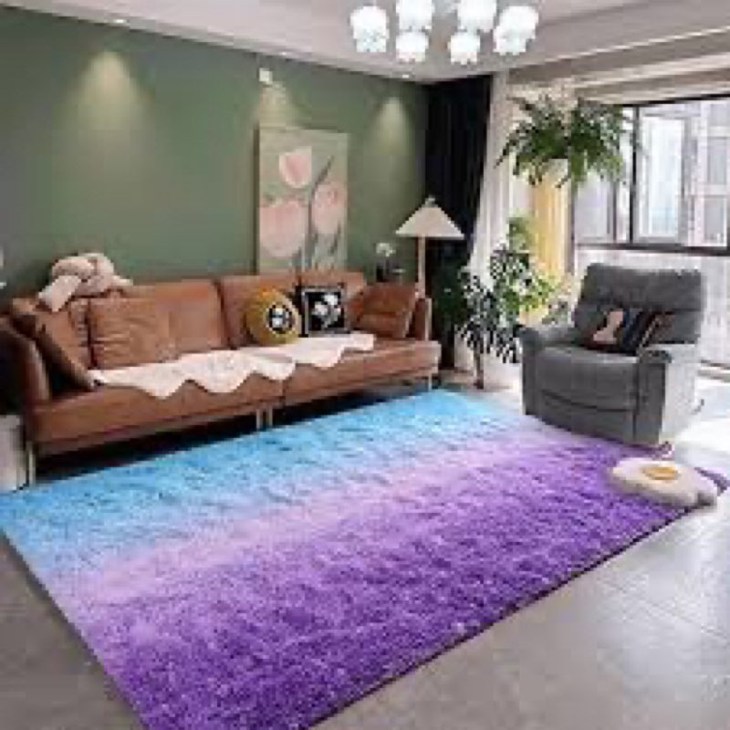 DweIke Luxury Fluffy Kids Rugs for Living Room Bedroom, 4x6 Feet Shaggy Purple and Blue Area Rug for