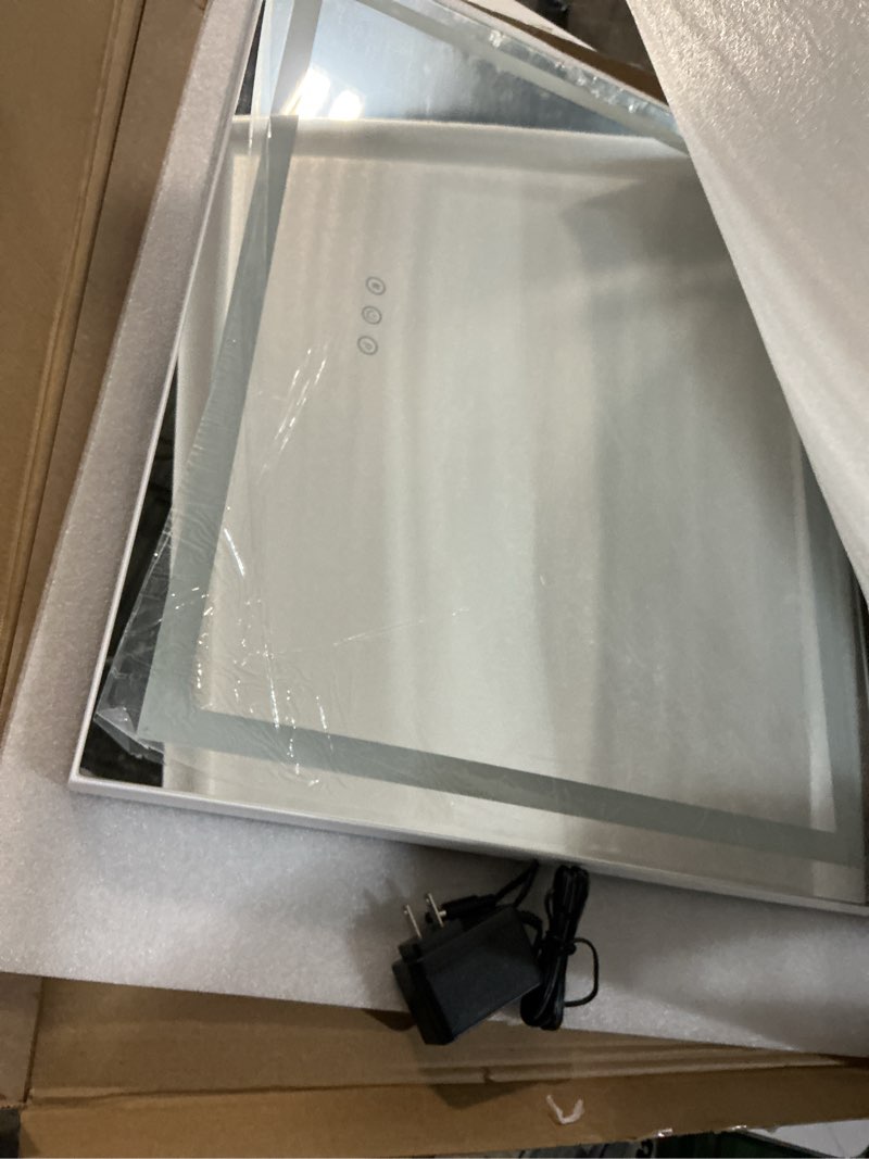 Condition photo showing Good Condition for Makeup Vanity Mirror with USB Charging Port 24" x 19" Large LED Makeup Mirror, Desk Mirorr with Lights, Light up Mirror with 10X Magnification and, Dimmable 3 Modes, Touch Control White Square White Led 19"L x 24"W