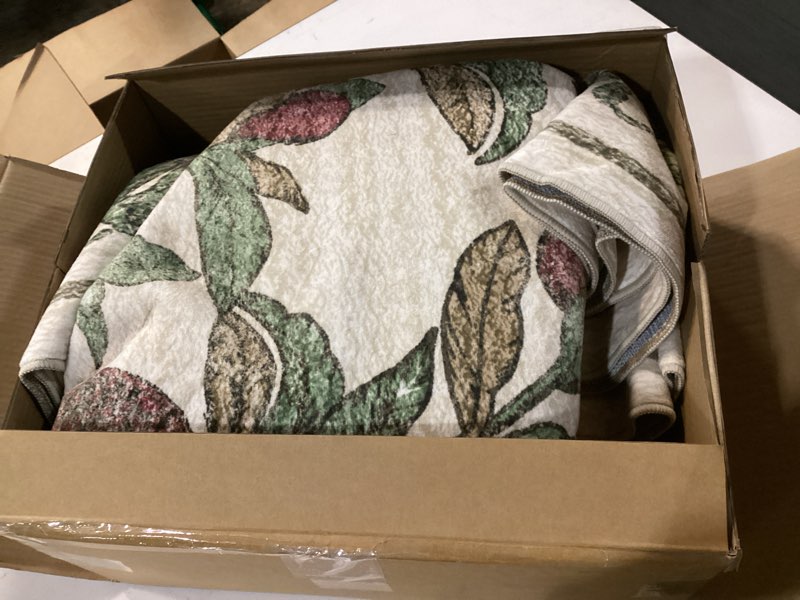 Condition photo showing Good Condition for jinchan Eden Floral Round Rug 8ft Area Rug Washable Vintage Soft Non-Slip Distressed Red Green 8' Circle Carpet Low Pile Accent Rug for Living Room Dining Room Bedroom Home Office 8' (Round) Eden Red/Green