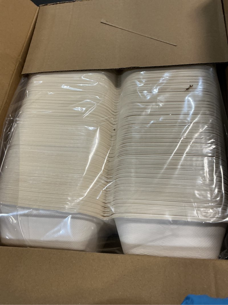 Condition photo showing New/Like New for ECOLipak 200 Pack Clamshell Take Out Food Containers, 100% Compostable Disposable To Go Containers?6 * 6 inch To Go Boxes for Salad, Cake,Sandwiches 6*6 in,1-Compartment,200Pack