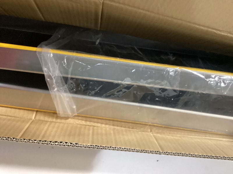 Condition photo showing New/Like New for Ruedamann 71" Aluminum Loading Ramps for Pickup Trucks Trailers, Folding Motorcycle Ramp, 600Lbs Capacity, Snowmobile Ramp, ATV Truck Ramps for Dirt Bike, Tractor, Tailgate Bed, Usable Width 8.5", 1PC