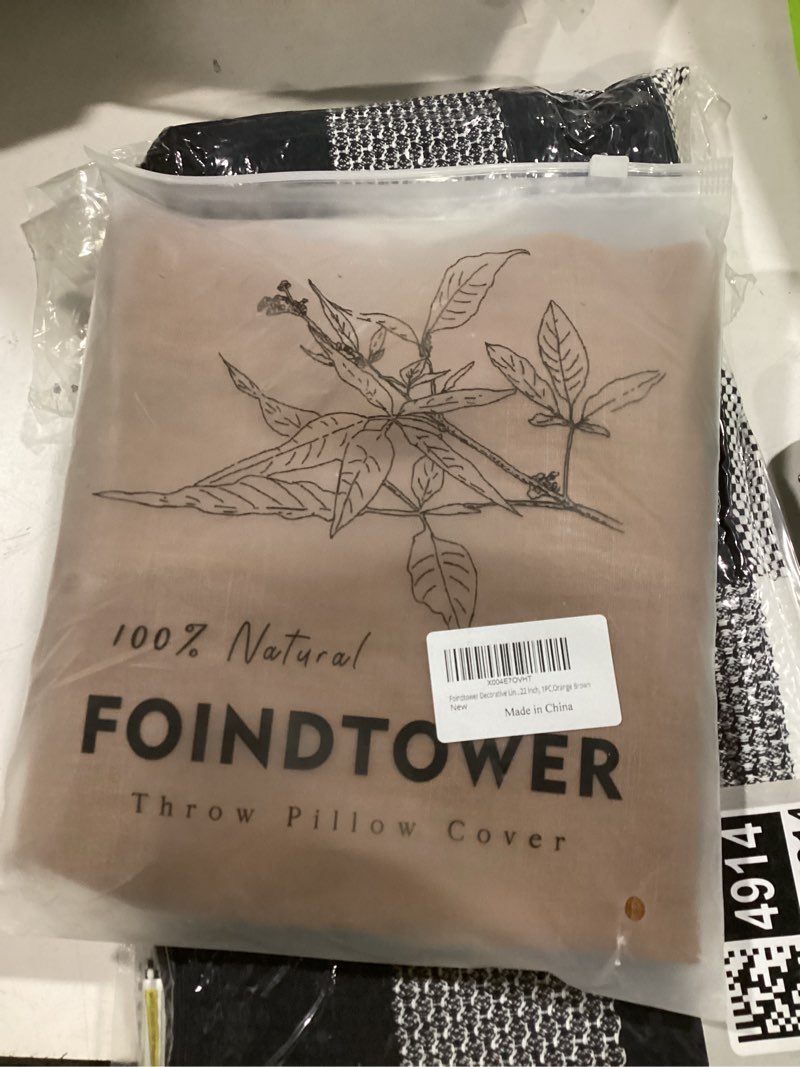 Condition photo showing Good Condition for Foindtower Decorative Linen Fringe Throw Pillow Covers Cozy Boho Farmhouse Cushion Cover with Tassels Soft Accent Pillowcase for Chair Sofa Bed Living Room Home Decor, 22×22 Inch, 1PC,Orange Brown 22" x 22" (Pack of 1) Hazel
