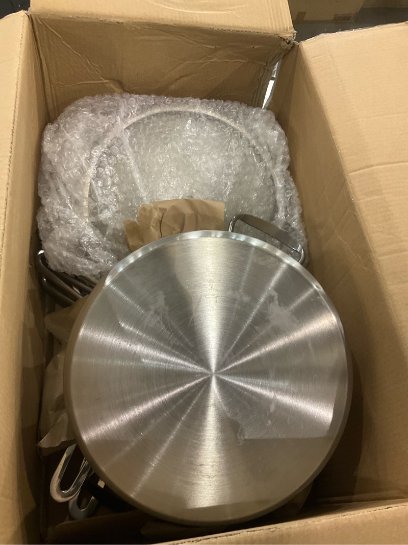 Condition photo showing As Is for Aufranc 10-Piece Pots and Pans Set, Stainless Steel Cookware Set- Includes Ergonomic Handle Saucepans, Skillets, Dutch Oven, Stockpot, Steamer & More - Premium Pots and Pans for Home Chefs 10-PCS