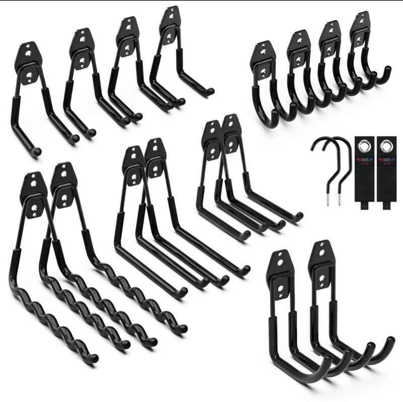 3-H Garage Storage Hooks 20 Pack,Garage Hooks Heavy Duty with 3 Welding Spots,Garage Hooks for Shed Organizing Ladder Chairs Yard Hanging Shovel Garden Tools Hose Weed Eater(Black