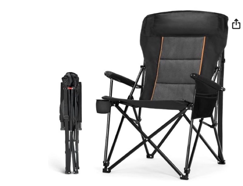 HIGH POINT SPORTS Oversized Folding Camping Chairs for Adults, High Backrest Heavy Duty Lawn Chairs 