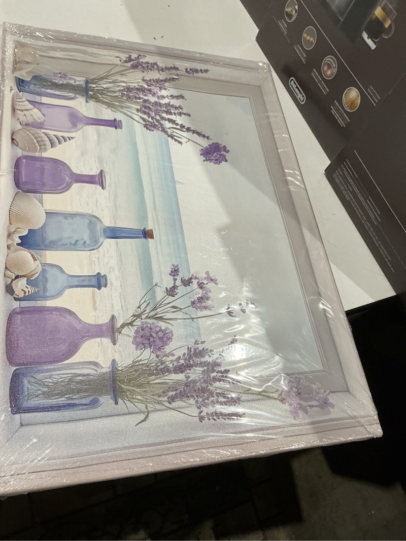 Condition photo showing Good Condition for beach window wall art bathroom decor purple lavender in vase pictures rustic flowers poster blue ocean canvas prints coastal artwork for farmhouse bedroom restroom decor framed(16"x20") c-purple 20"l x 16"w