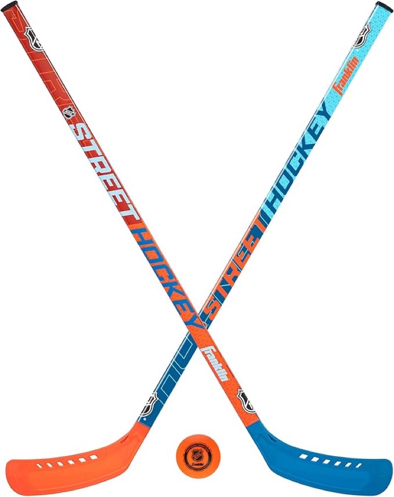 franklin sports kids street hockey set - nhl - includes 2 hockey sticks and 1 street hockey ball - starter set