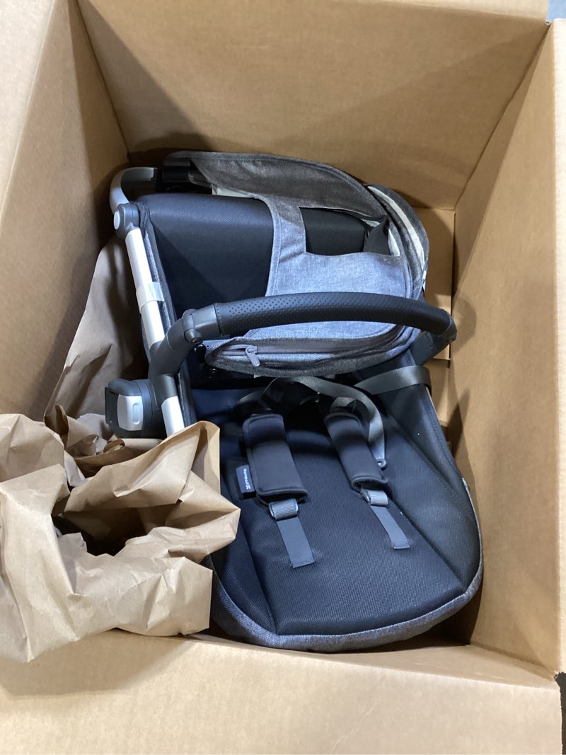 Condition photo showing Good Condition for uppababy rumbleseat v2+ second lower seat/compatible with vista v2 and vista v3 / adapters, bumper bar, bug shield included/jordan (charcoal mélange/silver frame/black leather) jordan (charcoal mélange)