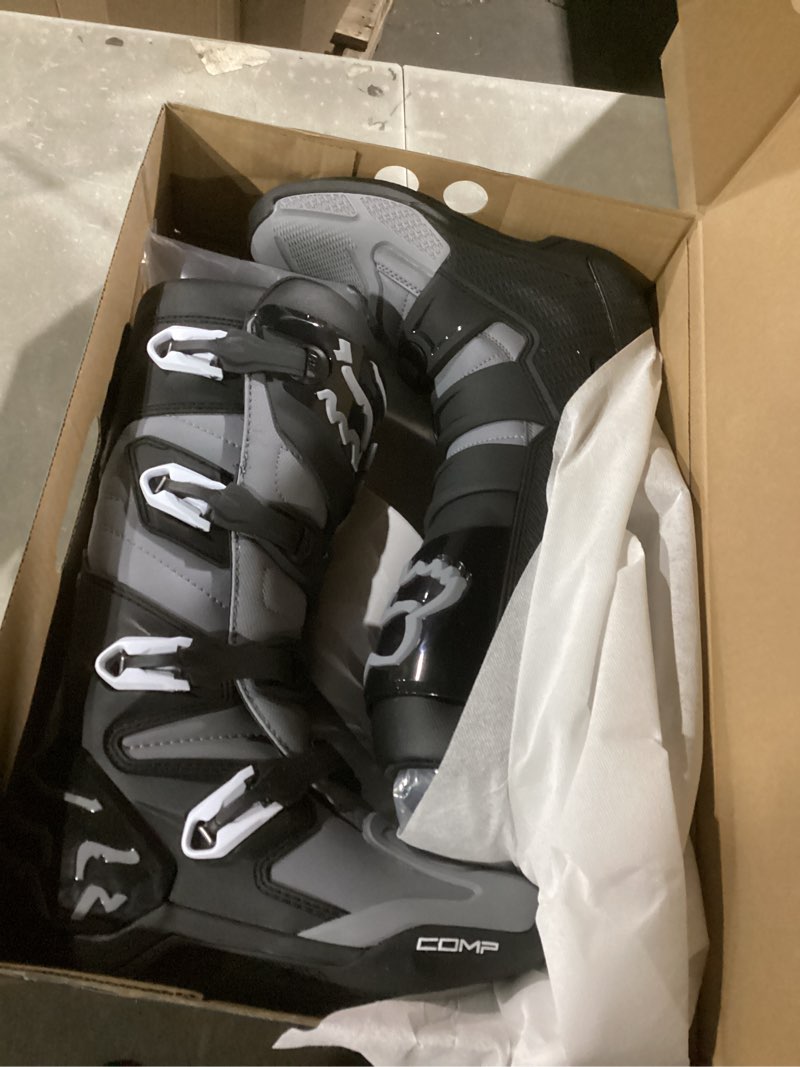 Condition photo showing New/Like New for fox racing comp motocross dirt bike boots black/grey 10