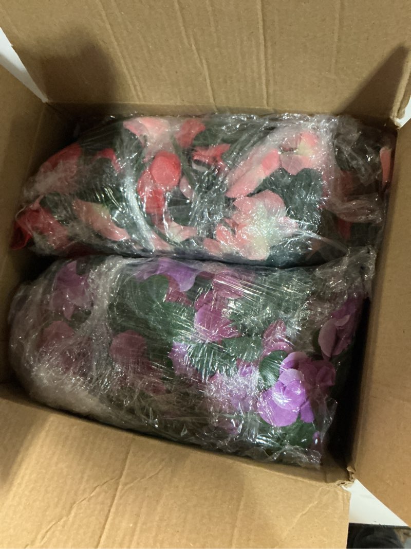 Condition photo showing Good Condition for miracliy 8 pack 65 ft flower garland decorations plastic artificial flowers for wedding decoration photo booth backdrop pink&purple-8pcs