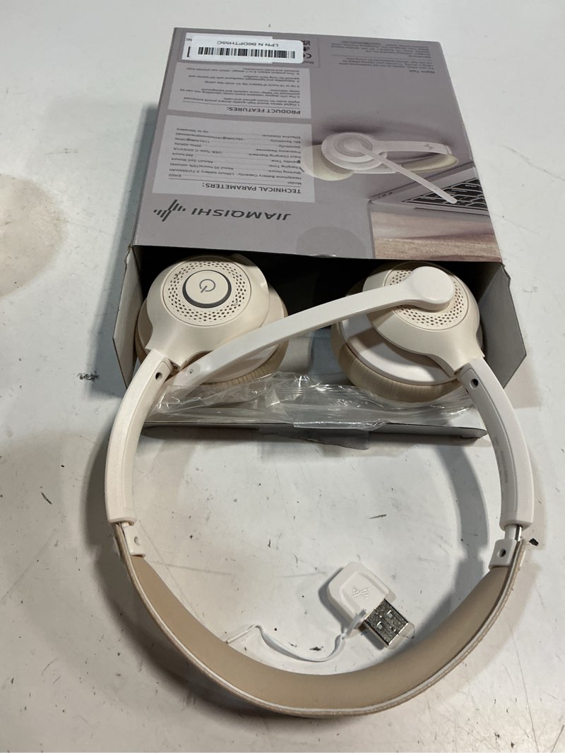 Condition photo showing Good Condition for wireless headset with ai noise cancelling microphone bluetooth headset - bluetooth v5.2 headphones with usb dongle & mic mute for computer/laptop/pc/iphone/android/cell phones (white)