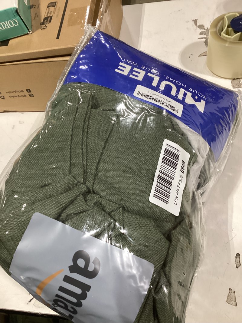 Condition photo showing Good Condition for MIULEE Olive Green Pinch Pleated 100% Blackout Linen Curtains 90 Inch Length 2 Panels Set, Black Out Memory Trained Pleat Curtains Light Blocking Room Darkening Drapes for Bedroom Living Room Window 40"W x 90"L (Pack of 2) Loden