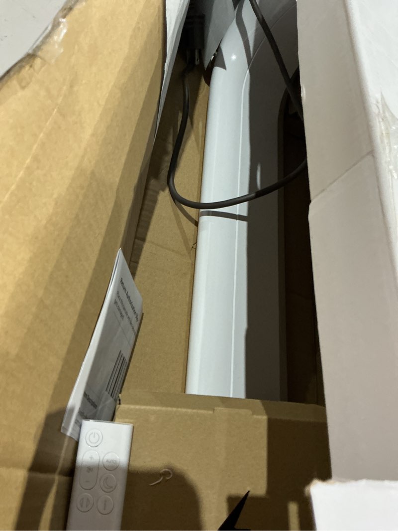 Condition photo showing As Is for dyson purifier cool pc1, hepa air purifier tower fan, app and remote controlled, 350° oscillation, 10 levels, bladeless (white)