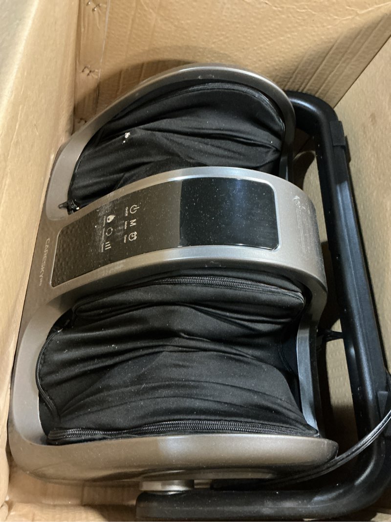 Condition photo showing As Is for shiatsu foot massager with heat, fsa store eligible items, 3-heating for circulation and pain relief, deep kneading rolling for calf-feet-arm relaxation, plantar fasciitis, neuropathy deep gray