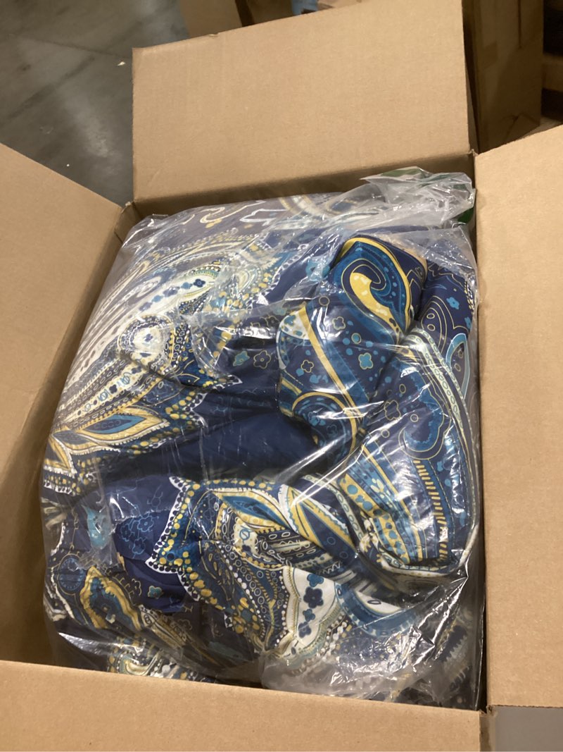 Condition photo showing Good Condition for DJY Paisley Comforter Set Queen Size Navy Gold Boho Bed in a Bag 7 Piece, Soft Microfiber Vintage Paisley Floral Pattern Complete Bedding Set for All Season (90''x90) Navy Gold Queen