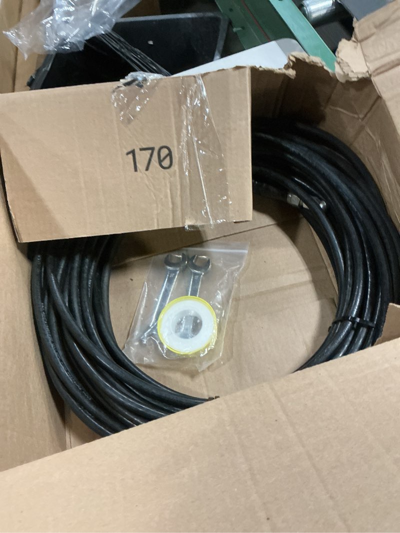 Condition photo showing As Is for Hourleey Sewer Jetter Kit for Pressure Washer 100FT, Drain Cleaner Hose 1/4 Inch NPT, Orifice 4.0 Button Nose and Rotating Sewer Jetting Nozzle Spanner Tape Pearl Corsage Pin, 4000 PSI Black-100 FT