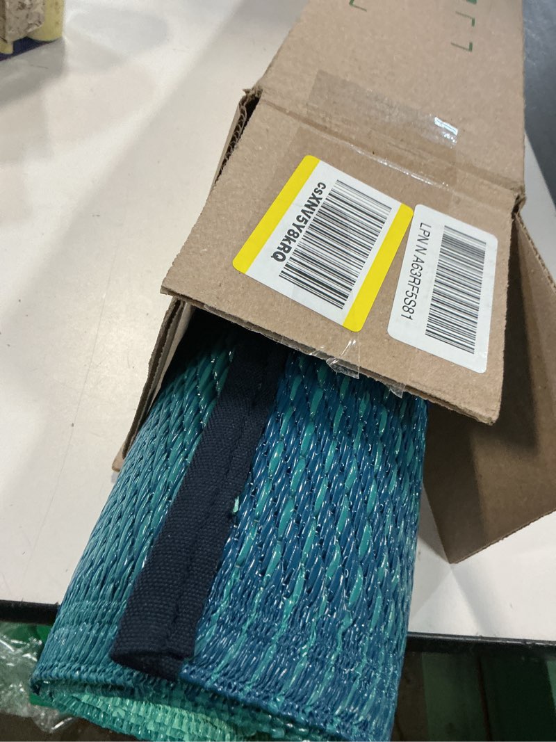 Condition photo showing Good Condition for fab habitat outdoor rug - waterproof, fade resistant, crease-free - premium recycled plastic - ombre - porch, deck, balcony, mudroom, laundry room, patio - big sur - teal - 3 x 5 ft 3' x 5' (rectangular) rectangular big sur - teal