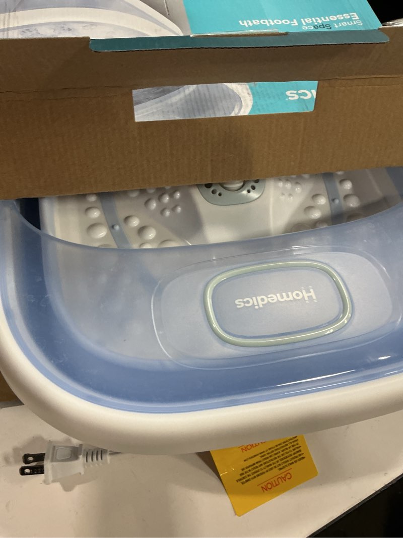 Condition photo showing As Is for HoMedics Smart Space Essential Collapsible Footbath, Invigorating Bubble Massage, Heatkeep Technology, Patented Collapsible Design, Safety-Lock System, Safe for Bath Salts, Bath Salts Included