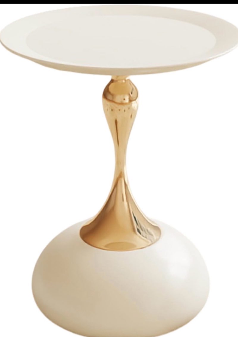 metal round end table,modern pedestal table,corner drink tables,accent side table nightstand for living room,patio and bar (cream white)