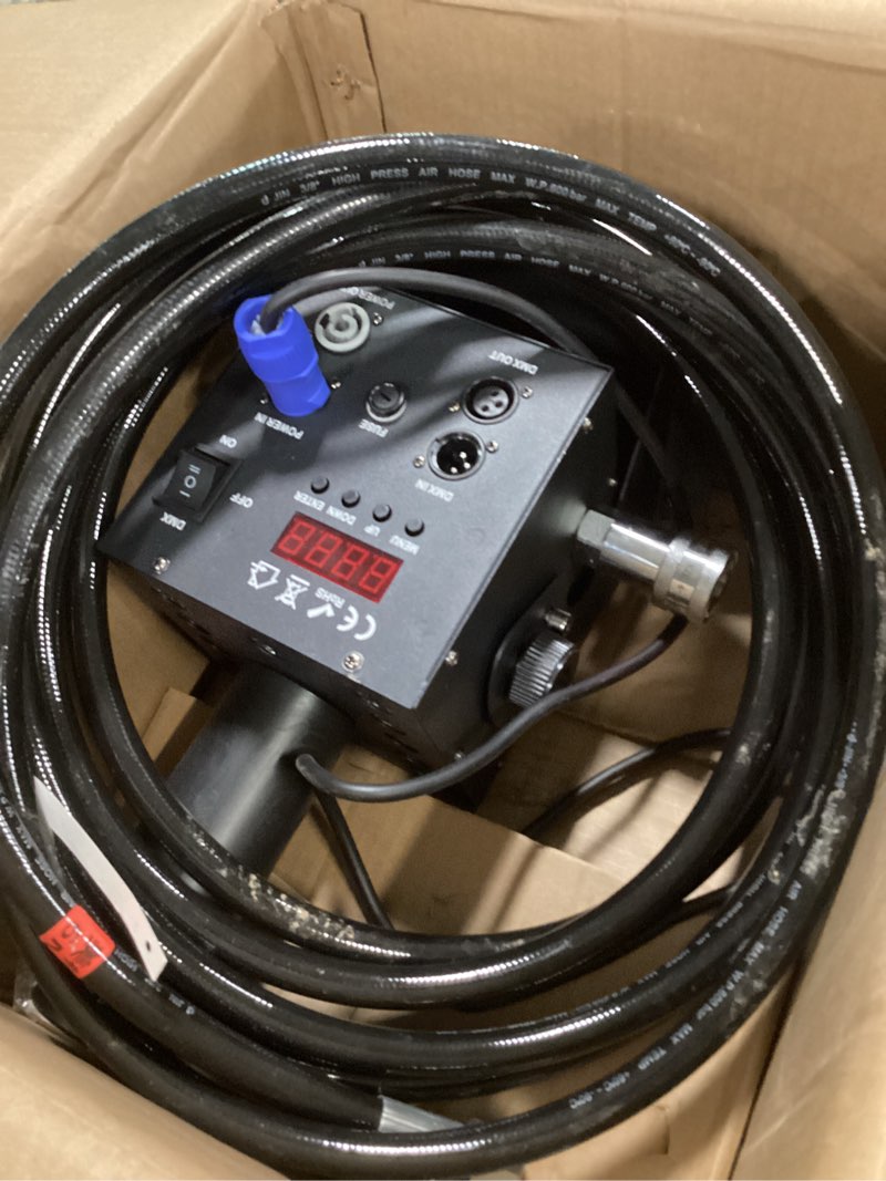 Condition photo showing As Is for Smoke Machine Handheld CO2 Fog Machine with RGB Lights Cannon Jet Machine Stage Effect Equipment Tube D3.35inch w/ 3m Hose, for DJ Stage, Party, Special Event (12LEDs DMX FOG MACHINE)