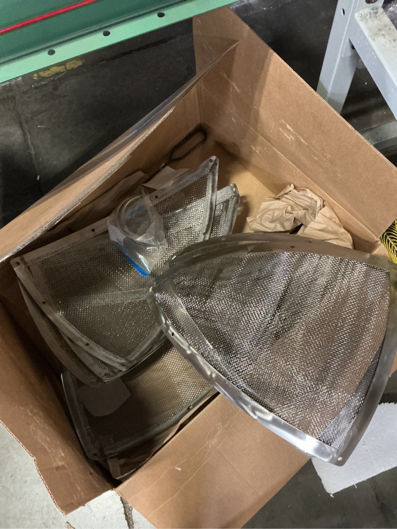 Condition photo showing As Is for Firepit Spark Screen Lid, 36" Diameter, Outdoor Firepit Ring Cover Round Accessories, Fire Pit Metal Cover, Easy-Opening Stainless Steel Fire Ring Covers for Outdoor Patio Fire Pits Backyard 36 in