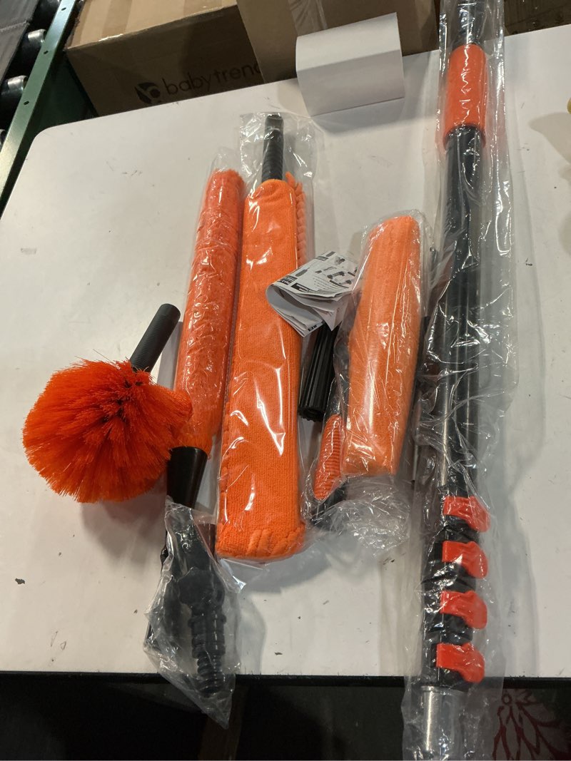 Condition photo showing New/Like New for buyplus 26ft reach dusting kit, long duster with 5-20ft extension pole for high ceilings, cobweb duster, microfiber duster, window squeegee, extendable duster cleaning kit