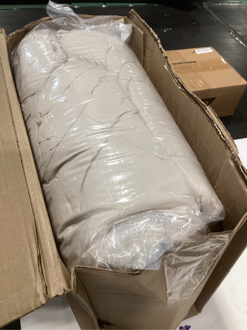 Condition photo showing New/Like New for monbix king size comforter set - 7 pieces bed in a bag king, apricot beige bedding sets with comforter, all seasons comforter bed set with sheets, pillowcases & shams apricot beige king(102"x90")