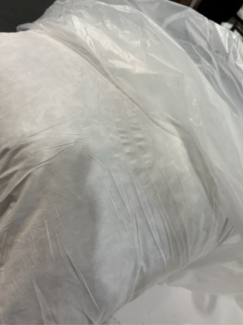 Condition photo showing As Is for JA COMFORTS 28×28 Premium Goose Down Feather Throw Pillow Inserts(Set of 1)-5% Down Filling,High Filling Weight,250 TC Cotton Cover, Square, White 28×28 (1 Pack)