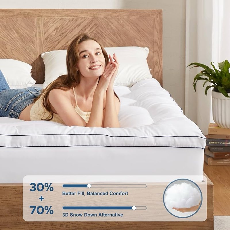 BEDLORE King Mattress Topper, Thick Pillow Top Pad for Back Pain Relief, Cooling Soft Mattress Cover