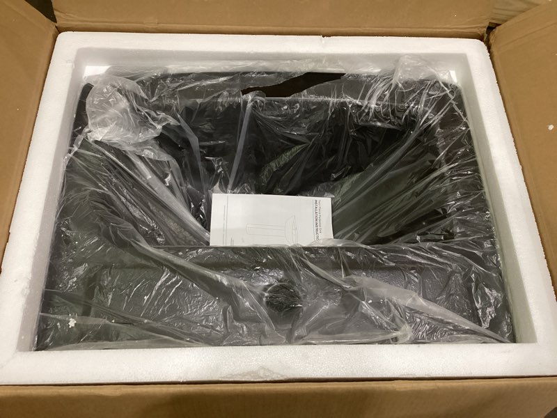 Condition photo showing New/Like New for *top only. missing pedestal*  sublime square two-piece ceramic pedestal bathroom sink in matte black with overflow, single faucet hole, standard 1.75 in drain matte black pedestal sink