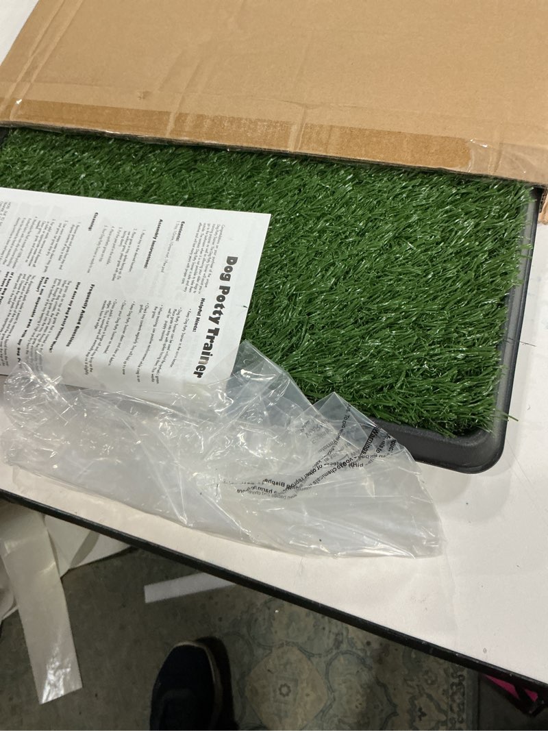 Condition photo showing New/Like New for petmaker artificial grass puppy pee pad with tray, reusable dog potty training mat for indoor & outdoor use, easy clean artificial turf surface for dogs and small pets, fake grass potty small 4-layer system