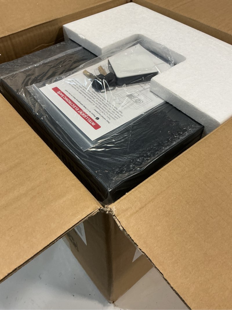 Condition photo showing Good Condition for 2.3 Cuft Fire Proof Safe for Home Documents Use, Small Home Safes Water and Fireproof with Digital Keypad and Spare Key, Removable Shelf, Steel Personal Fireproof Safety Box for Documents Cash, Money