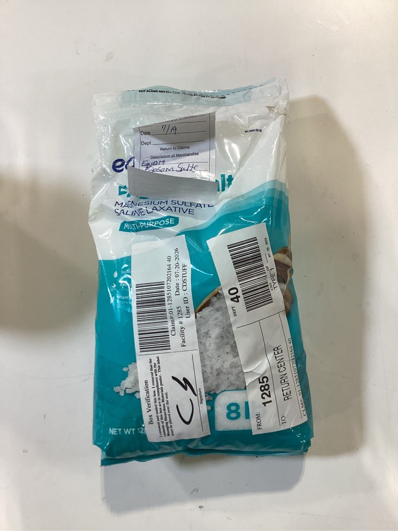 Condition photo showing As Is for equate epsom salt, magnesium sulfate, 128 oz (8lb), unscented