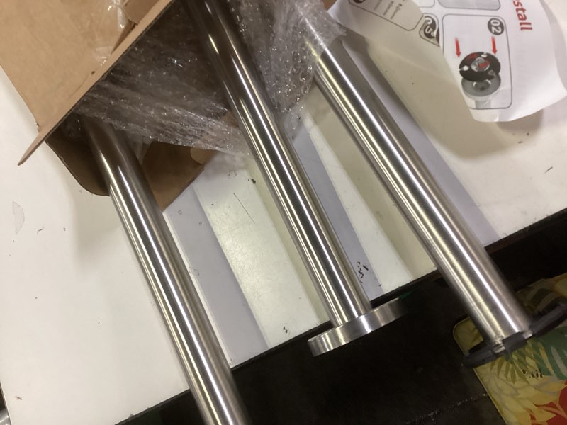 Condition photo showing Good Condition for toilet support rail 31.3x 31.5 inch, munzong anti-slip satin brushed nickel handicap grab bar for bathroom, stainless steel knurled safety handrails with leg for elderly disabled pregnant-1.25’tube 32 inch satin nickel 1
