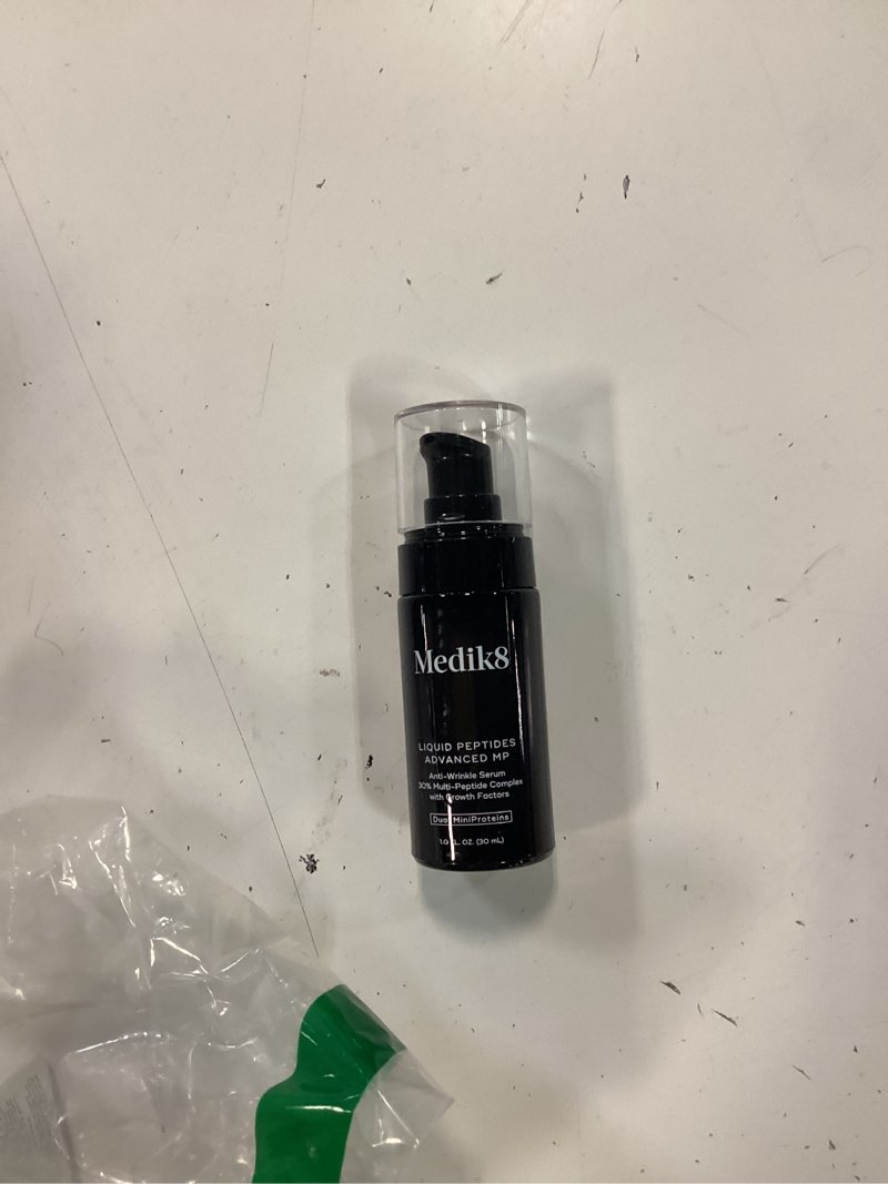 Condition photo showing As Is for medik8 liquid peptides advanced mp - peptide serum - face serum for wrinkle reduction - hydrating and supports collagen, hyaluronic acid - 1 oz.