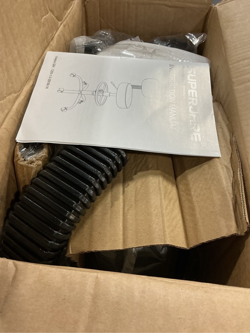 Condition photo showing As Is for SUPERJARE Drafting Chair with Back, Adjustable Foot Rest Rolling Stool, Multi-Purpose Office Desk Chair, Thick Seat Cushion for Home Bar Kitchen Shop - Black