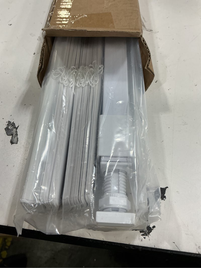 Condition photo showing Good Condition for lazblinds no tools no drill 1" vinyl mini blinds, cordless blinds for windows, light filtering horizontal window blinds & shades, 39" w x 64" h, white cordless-white 39" w x 64" h