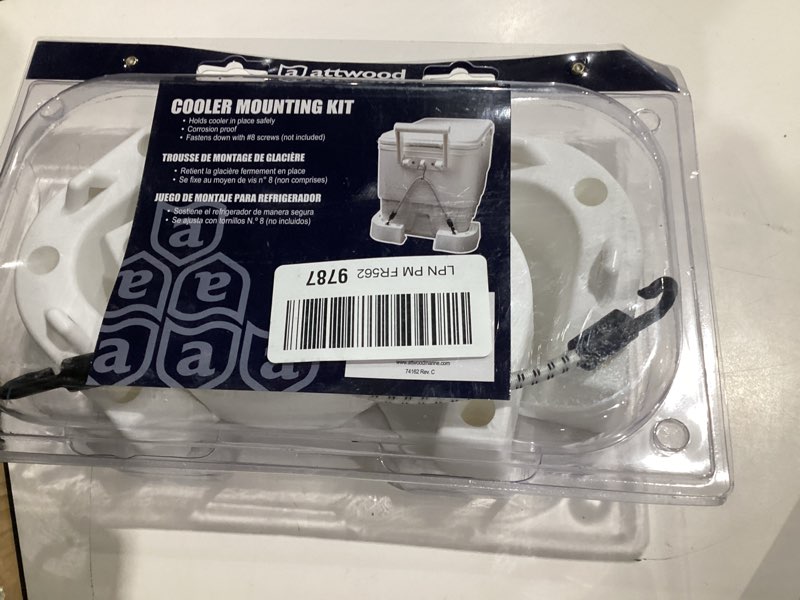 Condition photo showing Good Condition for attwood 14137-7 cooler mounting kit, 4 corner pieces, 2 quick-connect stretch straps, corrosion-resistant one size