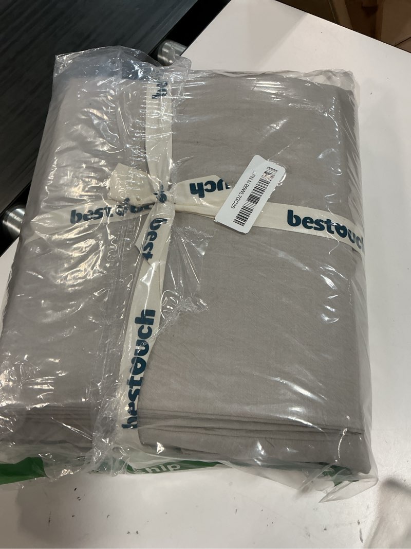 Condition photo showing New/Like New for bestouch duvet cover set 100% washed cotton linen feel super soft comfortable chic lightweight 3 pcs home bedding set solid linen grey queen linen grey (no comforter) queen (90" x 90")
